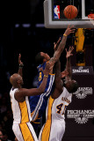 Golden State Warriors v Los Angeles Lakers: Monta Ellis, Derrick Caracter and Lamar Odom Photographic Print by Stephen Dunn