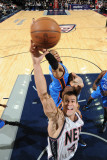 Oklahoma City Thunder v New Jersey Nets: Kris Humphries and Russell Westbrook Photographic Print by Jesse D. Garrabrant