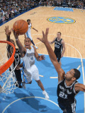 San Antonio Spurs v Denver Nuggets: Aaron Afflalo and Tim Duncan Photographic Print by Garrett Ellwood