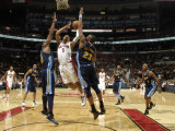 Denver Nuggets v Toronto Raptors: Jerryd Bayless, Shelden Williams and Nene Photographic Print by Ron Turenne