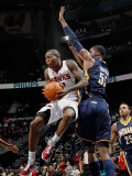 Indiana Pacers v Atlanta Hawks: Jamal Crawford and Roy Hibbert Photographic Print by Kevin Cox