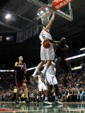 Miami Heat v Milwaukee Bucks: Dwyane Wade, Zydrunas Ilgauskas and Andrew Bogut Photographic Print by Jonathan Daniel