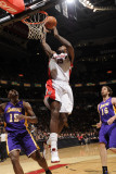 Los Angeles Lakers v Toronto Raptors: Amir Johnson, Ron Artes and Pau Gasol Photographic Print by Ron Turenne