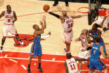 Oklahoma City Thunder v Chicago Bulls: Taj Gibson and Eric Maynor Photographic Print by Joe Murphy