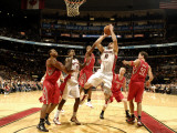 Houston Rockets v Toronto Raptors: Linas Kleiza and Brad Miller Photographic Print by Ron Turenne