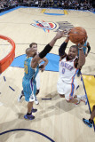 New Orleans Hornets v Oklahoma City Thunder: Russell Westbrook and David West Photographic Print by Layne Murdoch