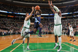 Denver Nuggets v Boston Celtics: Ty Lawson and Glen Davis Photographic Print by Brian Babineau