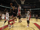 Chicago Bulls v Toronto Raptors: Ed Davis, Carlos Boozer, DeMar DeRozan, Amir Johnson and Julian Wr Photographic Print by Ron Turenne