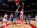 Golden State Warriors v Portland Trail Blazers: David Lee and Andre Miller Photographic Print by Sam Forencich