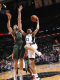 Milwaukee Bucks v San Antonio Spurs: Manu Ginobili and Andrew Bogut Photographic Print by D. Clarke Evans