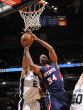 Atlanta Hawks v San Antonio Spurs: Jason Collins and Tim Duncan Photographic Print by D. Clarke Evans