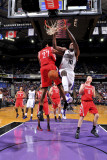 Houston Rockets v Sacramento Kings: Samuel Dalembert and Jordan Hill Photographic Print by Rocky Widner