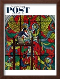 "Repairing Stained Glass" Saturday Evening Post Cover, April 16,1960 Framed Giclee Print by Norman Rockwell