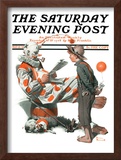 "Circus" or "Meeting the Clown" Saturday Evening Post Cover, May 18,1918 Framed Giclee Print by Norman Rockwell