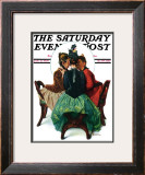 "Three Gossips" Saturday Evening Post Cover, January 12,1929 Framed Giclee Print by Norman Rockwell