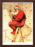 "Santa at the Map", December 16,1939 Framed Giclee Print by Norman Rockwell