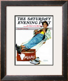 "Hitchhiker to Miami" Saturday Evening Post Cover, November 30,1940 Framed Giclee Print by Norman Rockwell
