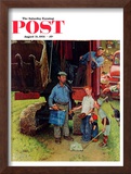 "Construction Crew" Saturday Evening Post Cover, August 21,1954 Framed Giclee Print by Norman Rockwell