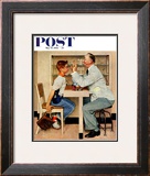 "At the Optometrist" or "Eye Doctor" Saturday Evening Post Cover, May 19,1956 Framed Giclee Print by Norman Rockwell