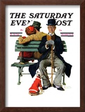 "Overheard Lovers" (man on park bench) Saturday Evening Post Cover, November 21,1936 Framed Giclee Print by Norman Rockwell