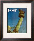 "Working on the Statue of Liberty" Saturday Evening Post Cover, July 6,1946 Framed Giclee Print by Norman Rockwell
