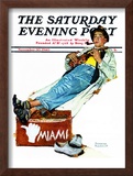 "Hitchhiker to Miami" Saturday Evening Post Cover, November 30,1940 Framed Giclee Print by Norman Rockwell