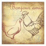 Bon Jour Amis Rooster Poster by Robin Davis