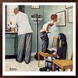 "Before the Shot" or "At the Doctor's", March 15,1958 Framed Giclee Print by Norman Rockwell