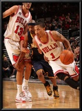Indiana Pacers v Chicago Bulls: Derrick Rose, T.J. Ford and Joakim Noah Print by Ray Amati