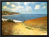 Path Through the Corn at Pourville, 1882 Framed Canvas Print by Claude Monet