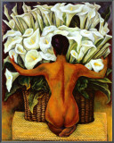 Nude with Calla Lilies Framed Canvas Print by Diego Rivera