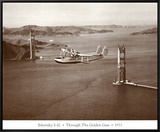 Sikorsky S-42 through the Golden Gate under Construction, San Francisco, 1935 Framed Canvas Print by Clyde Sunderland
