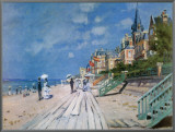 Beach at Trouville Framed Canvas Print by Claude Monet