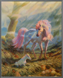 Unicorn and Foal Framed Canvas Print by Tinkler 