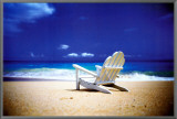 Silla de playa en playa vacía Framed Canvas Transfer por Randy Faris Silla de playa en playa vacía Framed Canvas Transfer por Randy Faris