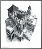 Ascending and Descending Framed Canvas Print by M. C. Escher