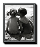 Kids Kissing Framed Canvas Print