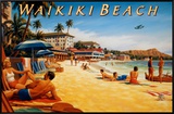Waikiki Beach Framed Canvas Print by Kerne Erickson