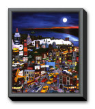 Moonlight over Manhattan Framed Canvas Print by Linnea Pergola