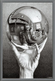 Hands with Sphere Framed Canvas Print by M. C. Escher