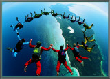 Teamwork: Skydivers II Framed Canvas Print