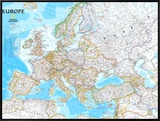 Europe Political Map Framed Canvas Print