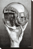 Hands with Sphere Stretched Canvas Print by M. C. Escher