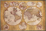 Antique Map, Globe Terrestre, 1690 Framed Canvas Print by Vincenzo Coronelli