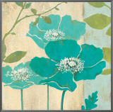 Modern Blue Poppy Framed Canvas Print by Stefania Ferri