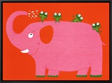 The Elephant and the Frog Framed Canvas Print by Nathalie Choux