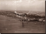 Boeing Stratocruiser, George Washington Bridge, 1949 Stretched Canvas Print by Clyde Sunderland
