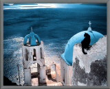 Chat en Grece Framed Canvas Print by Hans Silvester