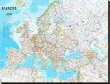 Europe Political Map Stretched Canvas Print