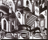 Concave and Convex Stretched Canvas Print by M. C. Escher